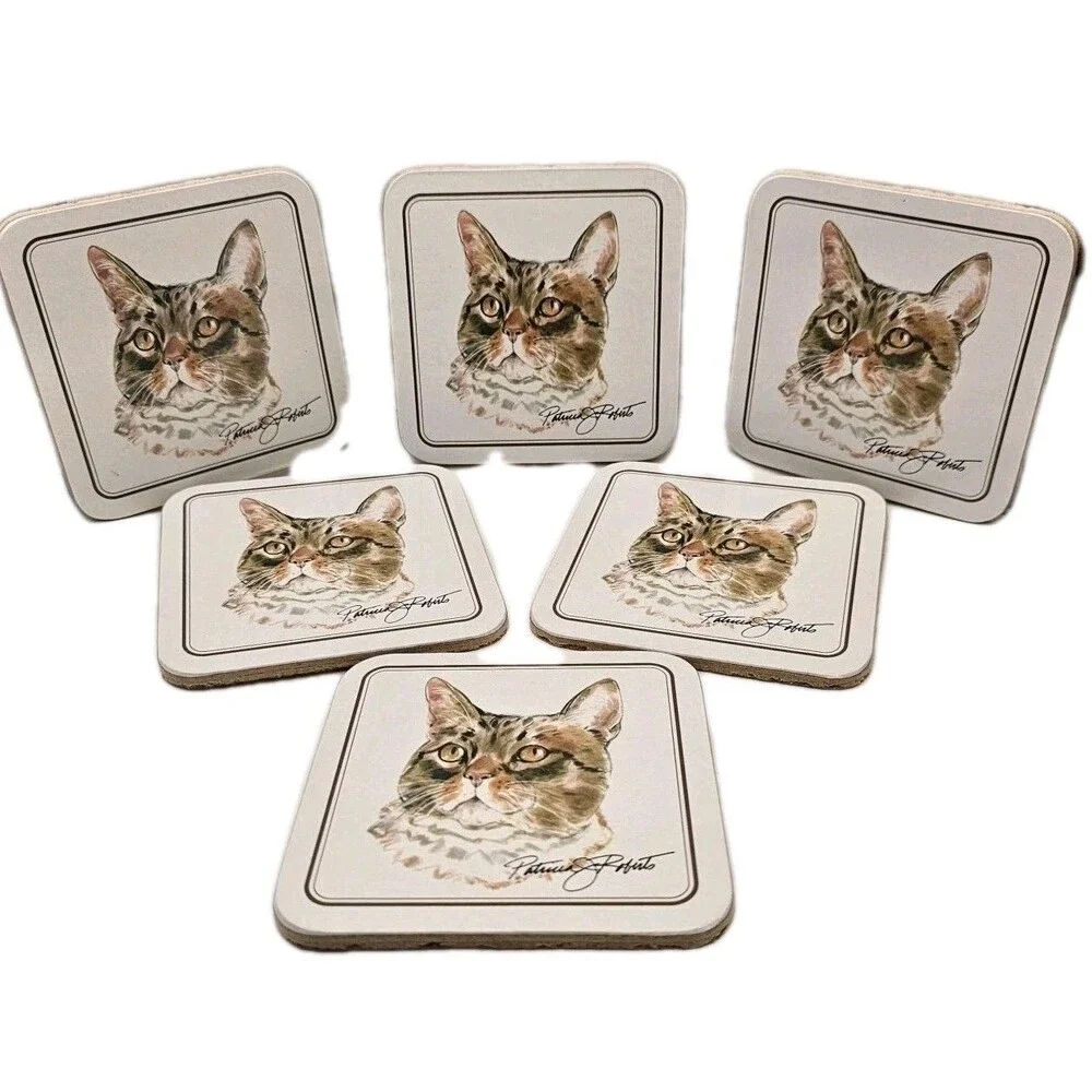 Cat Coasters By Patricia Roberts/Trendtex, Set of 8, Brand New, Cork, In Box